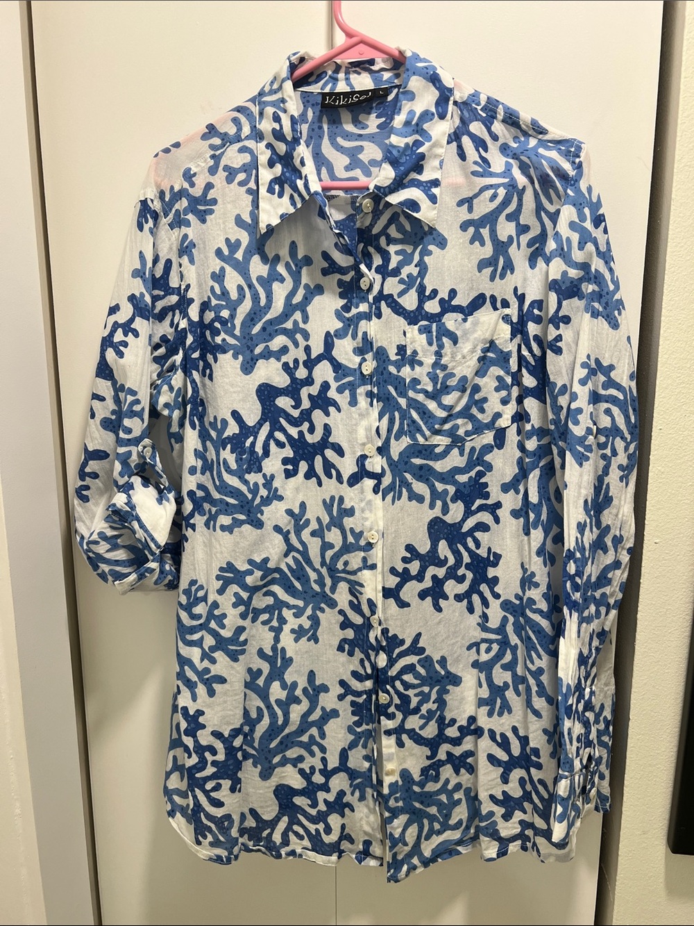 Resort wear Boyfriend Shirt Coral Reef Design Sz L
